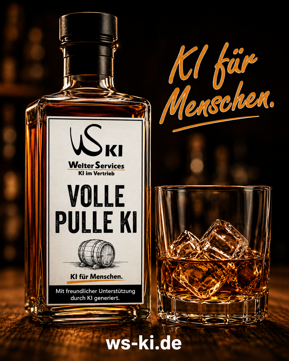 WS-KI Flaschenlabel – Volle Pulle KI, KI für Menschen